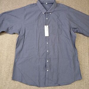 Dioufond Men's‎ XXXL Blue Cotton Blend Long Sleeve Shirt